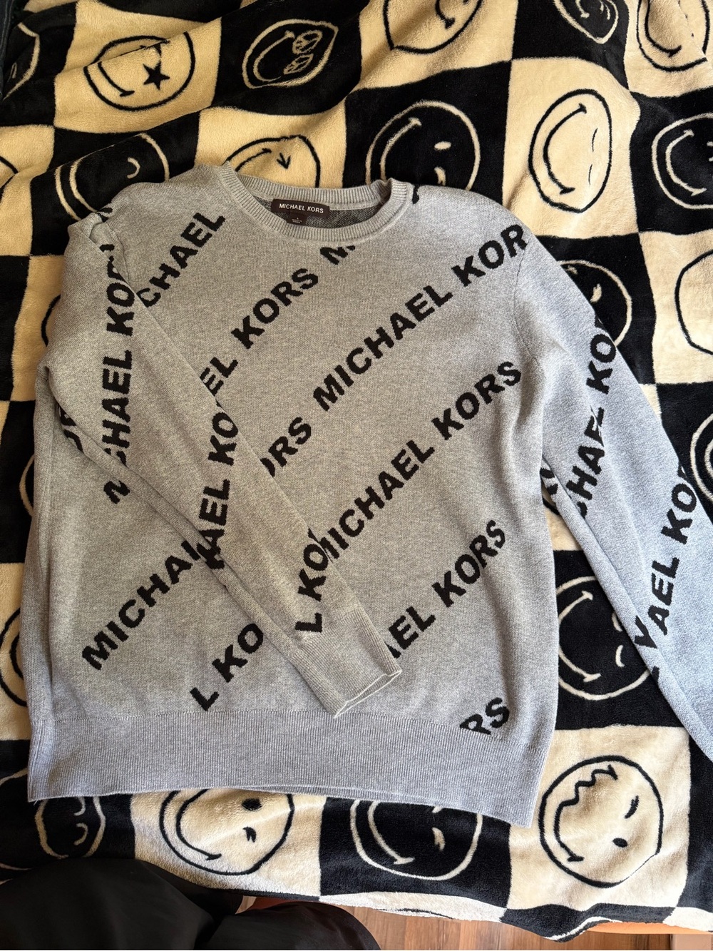 Michael Kors Gray Logo Crewneck Sweater with Black Script